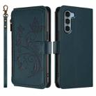 For Motorola Moto G200 5G Butterfly Love Flower Multi-card Zipper Wallet Leather Phone Case(Dark Green) - 2