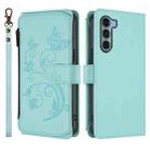 For Motorola Moto G200 5G Butterfly Love Flower Multi-card Zipper Wallet Leather Phone Case(Mint Green) - 2