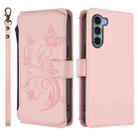 For Motorola Moto G200 5G Butterfly Love Flower Multi-card Zipper Wallet Leather Phone Case(Pink) - 2