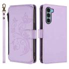 For Motorola Moto G200 5G Butterfly Love Flower Multi-card Zipper Wallet Leather Phone Case(Light Purple) - 2
