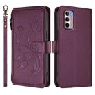 For Motorola Moto G Stylus 2022 4G Butterfly Love Flower Multi-card Zipper Wallet Leather Phone Case(Dark Purple) - 2