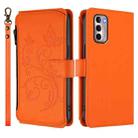 For Motorola Moto G Stylus 2022 4G Butterfly Love Flower Multi-card Zipper Wallet Leather Phone Case(Orange) - 2