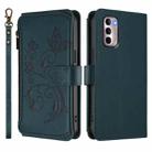 For Motorola Moto G Stylus 2022 4G Butterfly Love Flower Multi-card Zipper Wallet Leather Phone Case(Dark Green) - 2