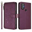 For Motorola Moto G Power 2022 Butterfly Love Flower Multi-card Zipper Wallet Leather Phone Case(Dark Purple) - 2