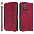 For Motorola Moto G Power 2022 Butterfly Love Flower Multi-card Zipper Wallet Leather Phone Case(Wine Red) - 2