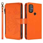 For Motorola Moto G Power 2022 Butterfly Love Flower Multi-card Zipper Wallet Leather Phone Case(Orange) - 2