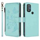 For Motorola Moto G Power 2022 Butterfly Love Flower Multi-card Zipper Wallet Leather Phone Case(Mint Green) - 2