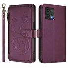 For Motorola Moto G72 Butterfly Love Flower Multi-card Zipper Wallet Leather Phone Case(Dark Purple) - 2