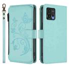 For Motorola Moto G72 Butterfly Love Flower Multi-card Zipper Wallet Leather Phone Case(Mint Green) - 2