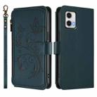 For Motorola Moto G73 5G Butterfly Love Flower Multi-card Zipper Wallet Leather Phone Case(Dark Green) - 2
