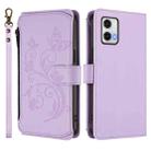 For Motorola Moto G73 5G Butterfly Love Flower Multi-card Zipper Wallet Leather Phone Case(Light Purple) - 2