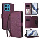 For Motorola Moto G75 5G Butterfly Love Flower Multi-card Zipper Wallet Leather Phone Case(Dark Purple) - 1