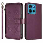 For Motorola Moto G75 5G Butterfly Love Flower Multi-card Zipper Wallet Leather Phone Case(Dark Purple) - 2