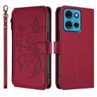 For Motorola Moto G75 5G Butterfly Love Flower Multi-card Zipper Wallet Leather Phone Case(Wine Red) - 2