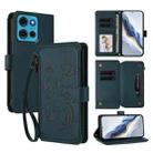 For Motorola Moto G75 5G Butterfly Love Flower Multi-card Zipper Wallet Leather Phone Case(Dark Green) - 1