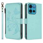 For Motorola Moto G75 5G Butterfly Love Flower Multi-card Zipper Wallet Leather Phone Case(Mint Green) - 2