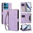 For Motorola Moto G75 5G Butterfly Love Flower Multi-card Zipper Wallet Leather Phone Case(Light Purple) - 1