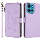 For Motorola Moto G75 5G Butterfly Love Flower Multi-card Zipper Wallet Leather Phone Case(Light Purple) - 2