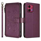 For Motorola Moto G84 5G Butterfly Love Flower Multi-card Zipper Wallet Leather Phone Case(Dark Purple) - 2