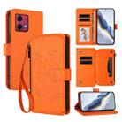 For Motorola Moto G84 5G Butterfly Love Flower Multi-card Zipper Wallet Leather Phone Case(Orange) - 1