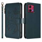For Motorola Moto G84 5G Butterfly Love Flower Multi-card Zipper Wallet Leather Phone Case(Dark Green) - 2