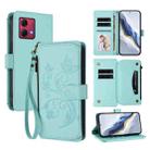 For Motorola Moto G84 5G Butterfly Love Flower Multi-card Zipper Wallet Leather Phone Case(Mint Green) - 1