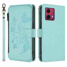 For Motorola Moto G84 5G Butterfly Love Flower Multi-card Zipper Wallet Leather Phone Case(Mint Green) - 2