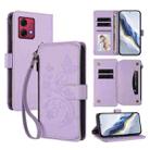 For Motorola Moto G84 5G Butterfly Love Flower Multi-card Zipper Wallet Leather Phone Case(Light Purple) - 1