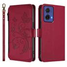 For Motorola Moto G85 5G Butterfly Love Flower Multi-card Zipper Wallet Leather Phone Case(Wine Red) - 2