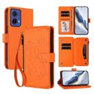 For Motorola Moto G85 5G Butterfly Love Flower Multi-card Zipper Wallet Leather Phone Case(Orange) - 1