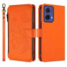 For Motorola Moto G85 5G Butterfly Love Flower Multi-card Zipper Wallet Leather Phone Case(Orange) - 2