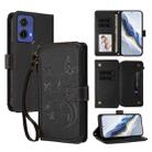 For Motorola Moto G85 5G Butterfly Love Flower Multi-card Zipper Wallet Leather Phone Case(Black) - 1