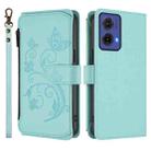 For Motorola Moto G85 5G Butterfly Love Flower Multi-card Zipper Wallet Leather Phone Case(Mint Green) - 2
