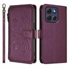 For Motorola Moto G86 5G Butterfly Love Flower Multi-card Zipper Wallet Leather Phone Case(Dark Purple) - 2
