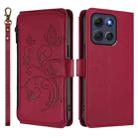 For Motorola Moto G86 5G Butterfly Love Flower Multi-card Zipper Wallet Leather Phone Case(Wine Red) - 2