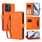 For Motorola Moto G86 5G Butterfly Love Flower Multi-card Zipper Wallet Leather Phone Case(Orange) - 1