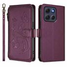 For Motorola Moto G86 Power Butterfly Love Flower Multi-card Zipper Wallet Leather Phone Case(Dark Purple) - 2