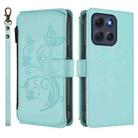 For Motorola Moto G86 Power Butterfly Love Flower Multi-card Zipper Wallet Leather Phone Case(Mint Green) - 2