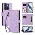 For Motorola Moto G86 Power Butterfly Love Flower Multi-card Zipper Wallet Leather Phone Case(Light Purple) - 1