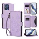 For Motorola Moto S30 Pro Butterfly Love Flower Multi-card Zipper Wallet Leather Phone Case(Light Purple) - 1