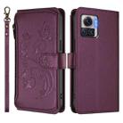 For Motorola Moto X30 Pro 5G Butterfly Love Flower Multi-card Zipper Wallet Leather Phone Case(Dark Purple) - 2