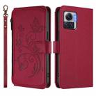 For Motorola Moto X30 Pro 5G Butterfly Love Flower Multi-card Zipper Wallet Leather Phone Case(Wine Red) - 2