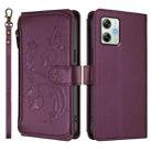 For Motorola Moto G54 5G / G64 India Butterfly Love Flower Multi-card Zipper Wallet Leather Phone Case(Dark Purple) - 2