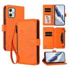 For Motorola Moto G54 5G / G64 India Butterfly Love Flower Multi-card Zipper Wallet Leather Phone Case(Orange) - 1