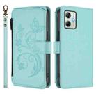 For Motorola Moto G54 5G / G64 India Butterfly Love Flower Multi-card Zipper Wallet Leather Phone Case(Mint Green) - 2