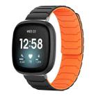 For Fitbit Versa 4 / 3 / Sense 2 / Sense xDfind Magnetic Silicone Watch Band(Black Orange) - 1
