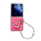 For Xiaomi Mix Flip Pearlescent Shell Texture Heart Pattern Phone Case with Bracelet(Red) - 1