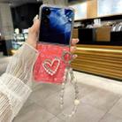 For Xiaomi Mix Flip Pearlescent Shell Texture Heart Pattern Phone Case with Bracelet(Red) - 2