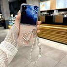 For Xiaomi Mix Flip 2 Pearlescent Shell Texture Heart Pattern Phone Case with Bracelet(Pink Green) - 2