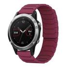 For Garmin Fenix 8/7/6/5 22mm xDfind Magnetic Silicone Watch Band(Wine Red) - 1